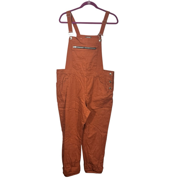 Women's XL Wild Fable Rust Brown Overalls 100% Cotton Pockets Adjustable straps - Picture 2 of 10
